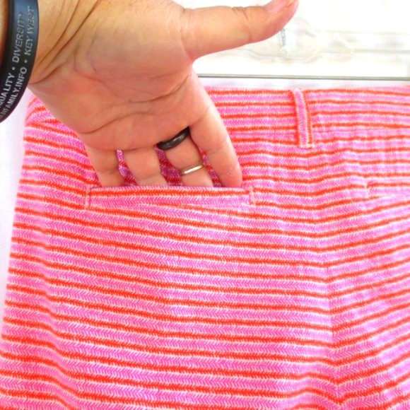 New Merona Shorts Cream Red Purple Striped High Rise Comfy Cotton Casual Size 6 - Picture 3 of 9